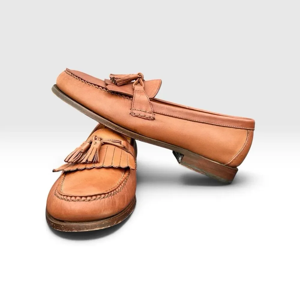 Rockport Mens 9.5 W Kiltie Tassel Loafers Brown Leather DMX Comfort Shoes